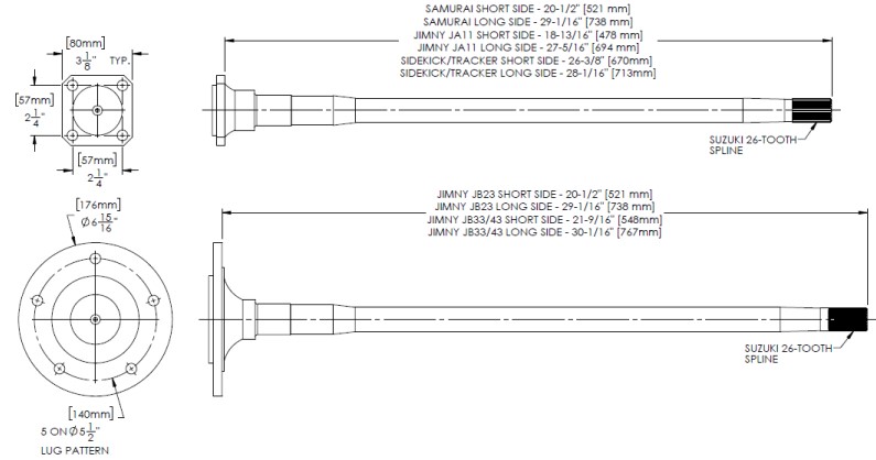 HD REAR HALFSHAFTS SUZUKI JIMNY JB33/43 1