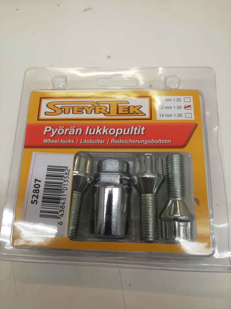 SteyrTek Lukkopulttisarja Pallokartio 1.5 mm nousulla 12 mm pituus 28 mm