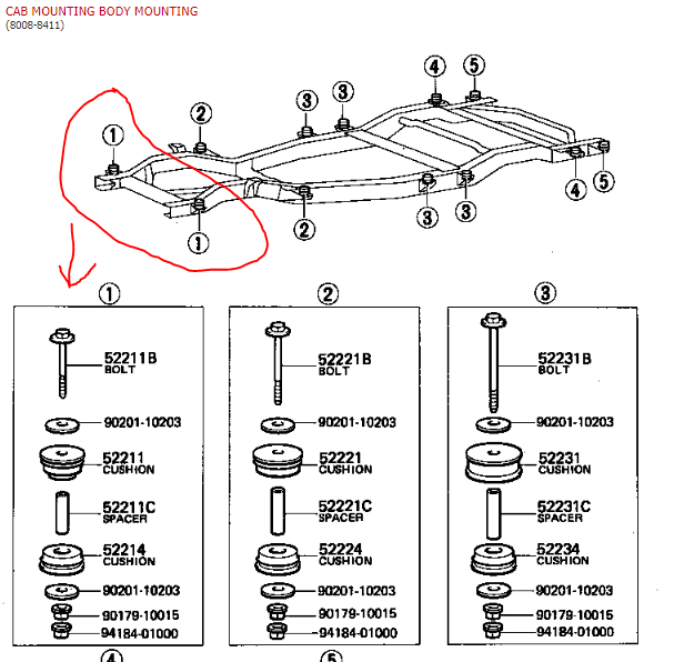 HJ60 front body mount kit
